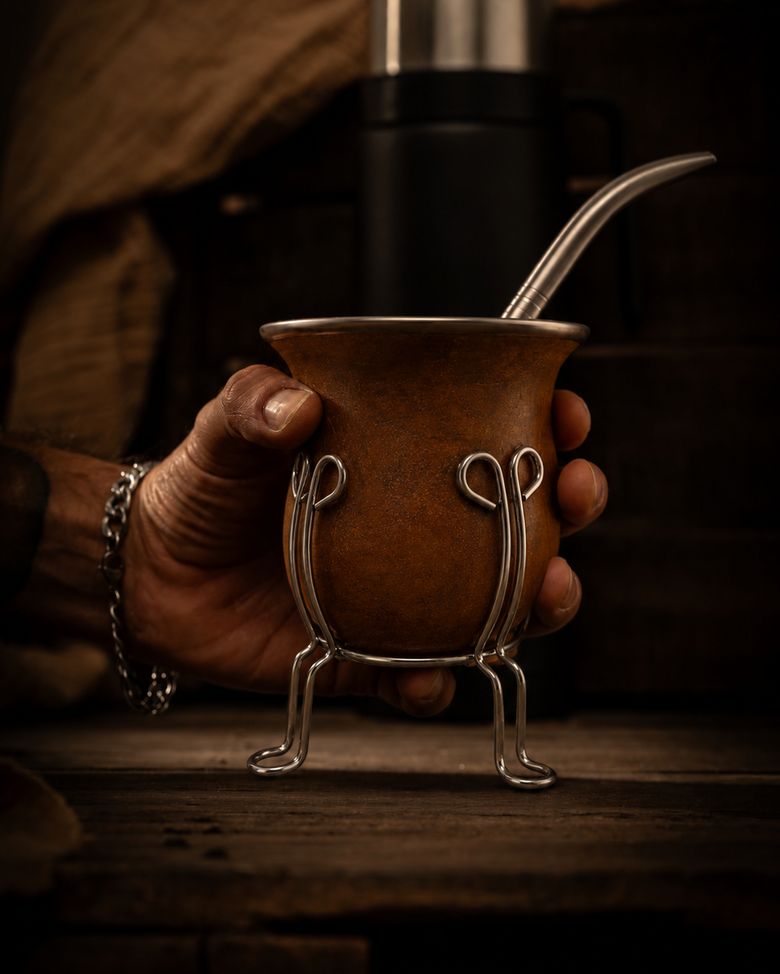 Mate Camionero Calabaza con Patas de Acero detalle