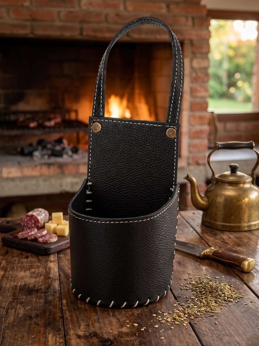 Portamate de Ecocuero Negro — Grabarte Design